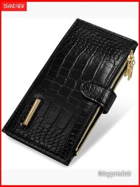 Large Capacity RFID Blocking Wallet with Double Zipper and 18 Card Slots